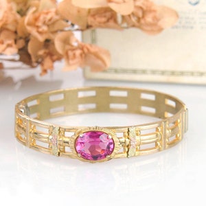Art Deco Pink and Gold Bracelet | 1920s bracelet | Art Deco jewelry