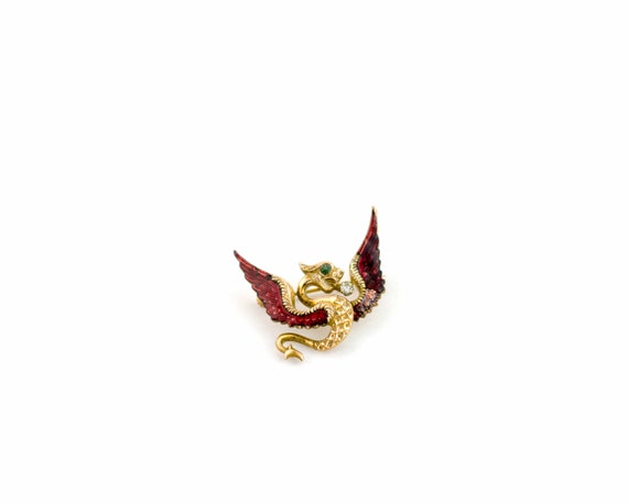 Vintage Antique 14k Gold Griffin Dragon Brooch | A