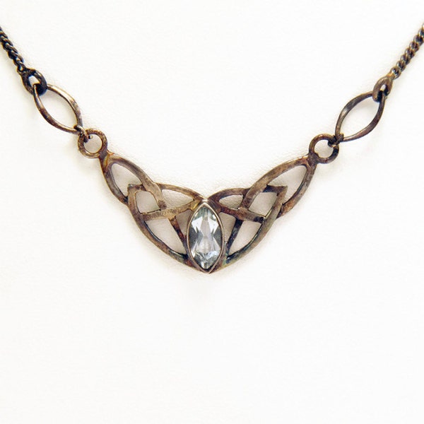 Verkauf Antik Art Nouveau Jugendstil Sterling-Silber und hellblau Aquamarin Openwork-Halskette