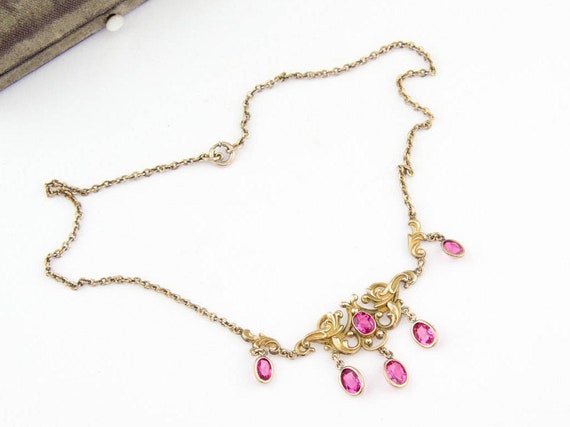 Antique Gold Filled Edwardian Festoon Drop Neckla… - image 4