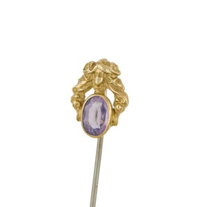 Antique Victorian Ruby Stickpin 10kt Gold Hallmark Wedding lapel pin Birthday for him