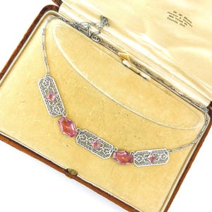 1920s Antique Art Deco Necklace | Silver necklace | Art Deco jewelry | Filigree necklace