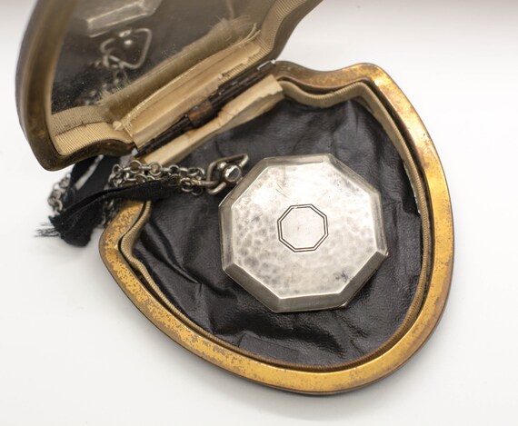 Antique 1920s Locket | Large Art Deco Sterling Sil
