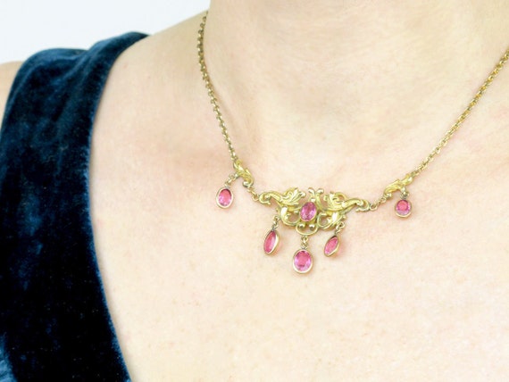 Antique Gold Filled Edwardian Festoon Drop Neckla… - image 2