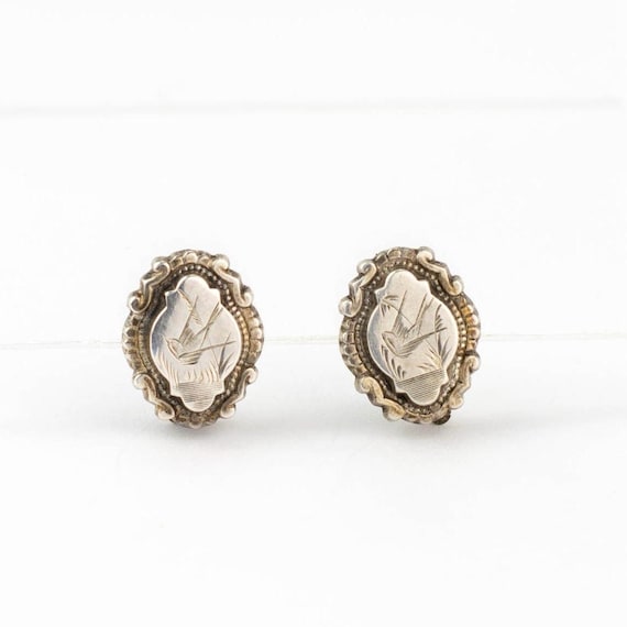 Antique Silver Earrings | Silver Bird Antique Victorian Earrings | Sterling Silver Bird Earrings