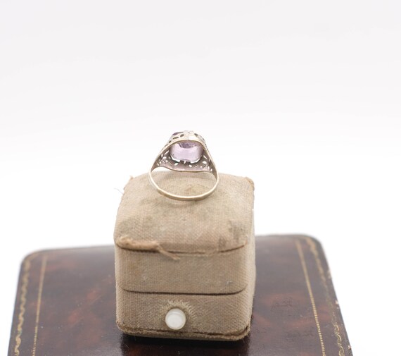 1920s Art Deco Ring with Purple Amethyst Paste St… - image 7