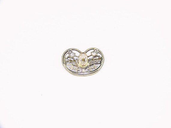Antique Art Nouveau Brooch | Pale Pink Silver Bro… - image 3