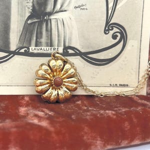 Victorian 10k Gold Flower Goldstone Antique Pendant