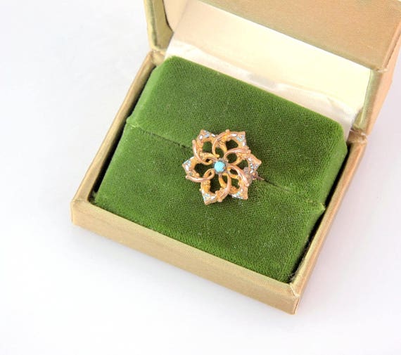 Antique 10k Gold Enamel Brooch | Gold Victorian Br