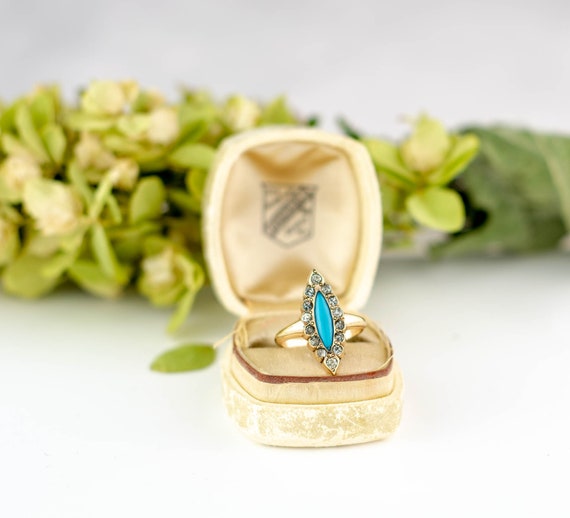 Antique Victorian Turquoise Ring | Antique  14k g… - image 5