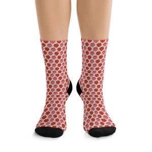 Strawberry Patterned Socks, Fun Gift for Gardeners, Stylish Sustainable Socks for Everyday Wear, Perfect for Birthdays,