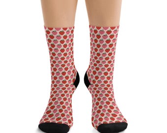 Calcetines con estampado de fresas, regalo divertido para jardineros, calcetines elegantes y sostenibles para uso diario, perfectos para cumpleaños.