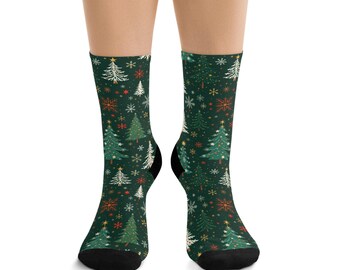 Christmas Tree Socks: Recycled Poly Holiday Festive Footwear