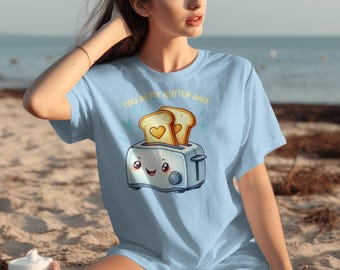 Bonita camiseta con cita divertida y diseño de tostadora y tostadas, adorable camiseta con gráfico de dibujos animados, regalo perfecto para amantes de la comida, divertida y divertida