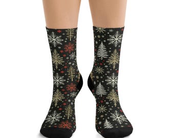Christmas Tree Recycled Poly Socks: Holiday Print Footwear