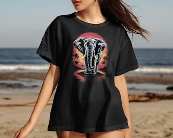Elephant Graphic T-Shirt: Sunset African Wildlife Tee