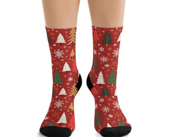 Christmas Tree Socks: Festive Holiday Recycled Poly Blend