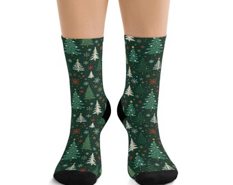 Calcetines de árbol de Navidad: Estampado festivo, mezcla de poliéster reciclado