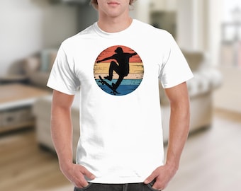 Vintage Skateboarder Graphic Tee: Retro Silhouette Design