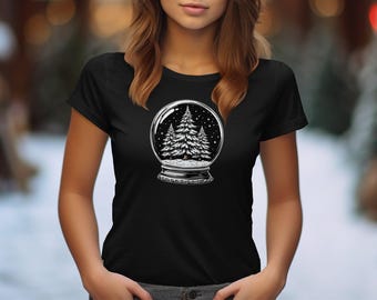 Camiseta con gráfico de bola de nieve de invierno - Camiseta navideña
