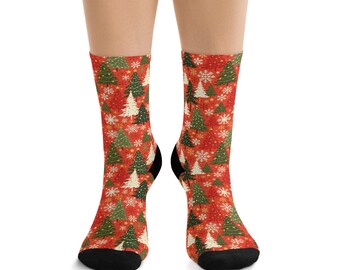 Calcetines de árbol de Navidad: Tejido de poliéster reciclado para las fiestas