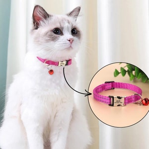 Collar de gato personalizado, collar de gato desmontable, collar de gatito, collar de cuero, collar de cuero para perro, collar de cachorro, regalo para gato, regalo para amantes de las mascotas, mascota.