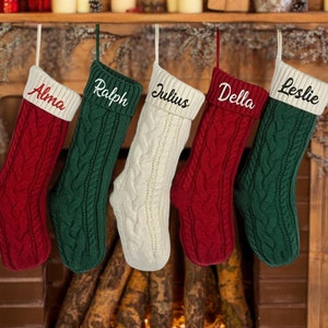 Medias navideñas tejidas personalizadas 2025, medias bordadas personalizadas con nombre, decoración para repisa de chimenea navideña, regalos de Navidad.