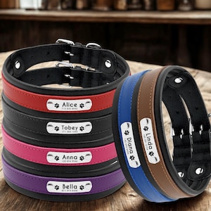 Coleira de couro para cachorro, Coleira personalizada para cachorro, Coleira de couro personalizada para cachorro, Coleira de couro gravada para cachorro, Presente personalizado, Presente para amantes de cães