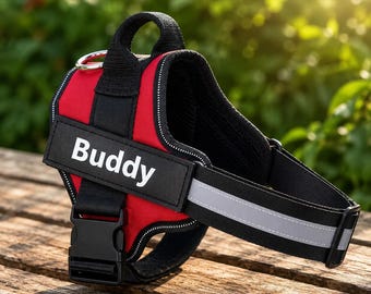 Personalized Dog Harness, Custom Name Patch, Reflective No Pull Harness, Adjustable Nylon Vest for Dogs