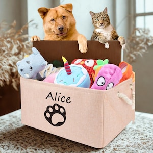 Personalisierter Hundespielzeugkorb, neues Katzenspielzeug-Hundegeschenk, Hundespielzeug-Vorratsbehälter, benutzerdefinierte Haustierspielzeugkorb, neuer Welpengeschenk-Haustierspielzeugkasten-Haustierspielzeugkorb.