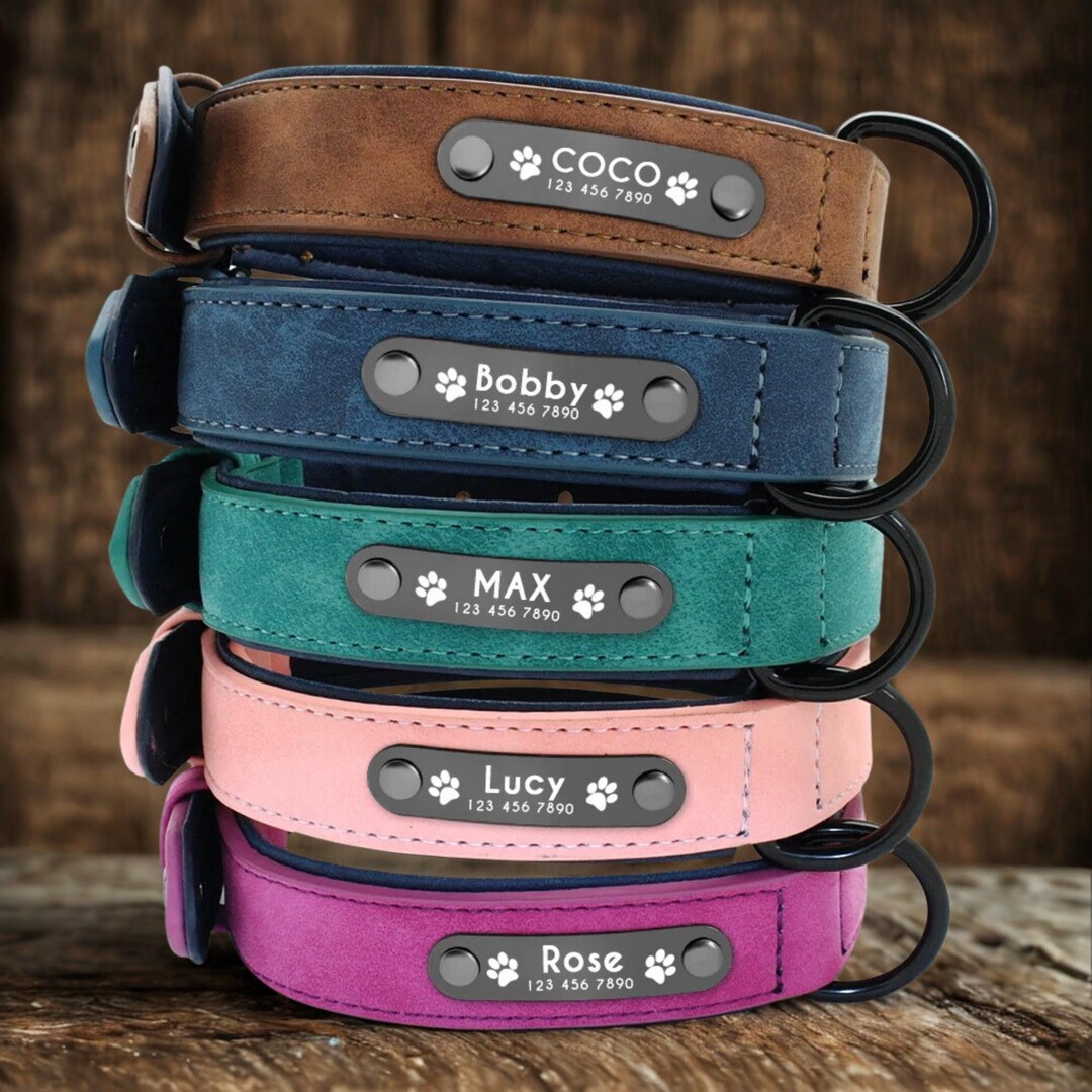 Leather Dog Collar, Personalized Dog Collar, Personalized Leather Dog ...
