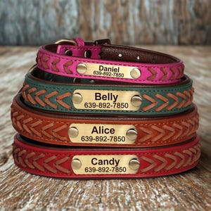 Leather Dog Collar, Personalized Dog Collar, Personalized Leather Dog Collar, Engraved Leather Dog Collar, Personalized Gift, Dog lover gift