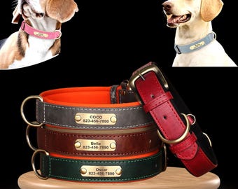 Personalized Dog Collar, Leather Dog Collar with name+numberplate, Gifts for dog lovers, Leather collar, Personalized gift, Pet gift, gift.