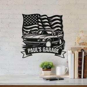 Custom American Muscle Car Sign Personalized Muscle Car Wall Art, Garage Decor, Unique fathers day gift. Birthday gift for Men, metal Art