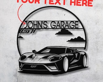 Custom Ford GT Metal Sign – Personalized Garage Wall Art, Supercar Decor, Unique Gift for Ford Performance Fans