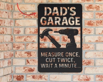 Custom Dad's Garage Metal Sign – Personalized Workshop Wall Art, Man Cave Decor, Unique Gift for Father's Day or Birthday