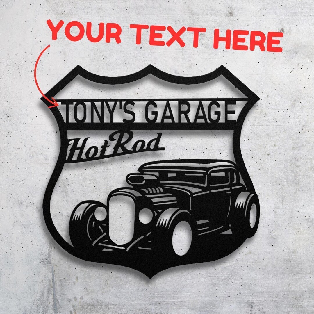 Custom Hot Rod Metal Sign | Personalized Garage Wall Art | Classic Car ...