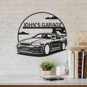 JDM Nissan Skyline Metal Sign, Personalized Garage Art (Custom Sizes)
