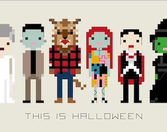 Pattern - This is Halloween Spooky Pixel Cross Stitch Pattern PDF