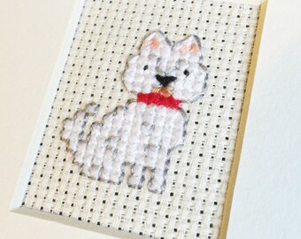 Mini retrato personalizado de mascota en punto de cruz en píxeles (enmarcado)