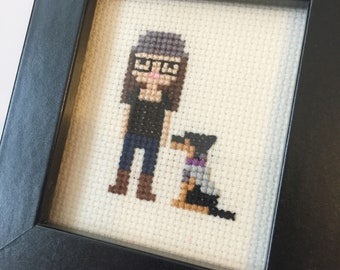 Mini Child / Individual Custom Cross Stitch Portrait in Pixel (Framed)