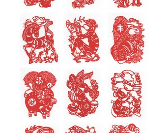 12 Pattern Set - Chinese New Year Zodiac Cross Stitch Charts PDF