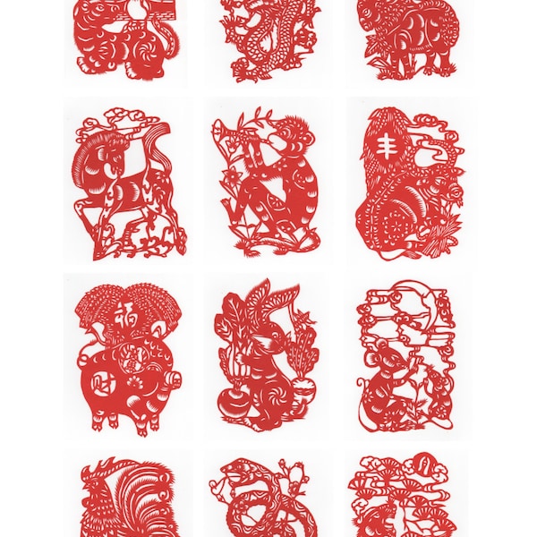12 Pattern Set - Chinese New Year Zodiac Cross Stitch Charts PDF