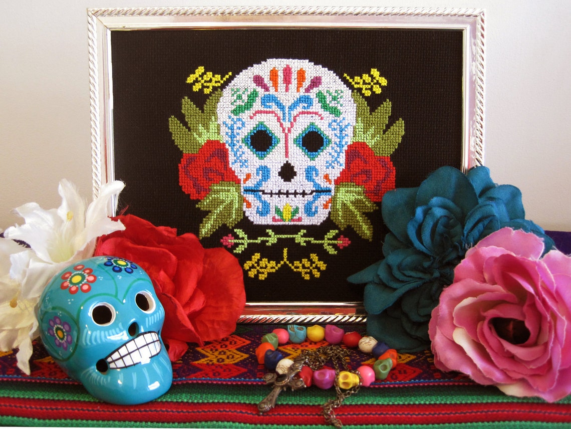 Dia De Los Muertos Mexican Sugar Skull Cross Stitch Pattern (PDF) - Etsy