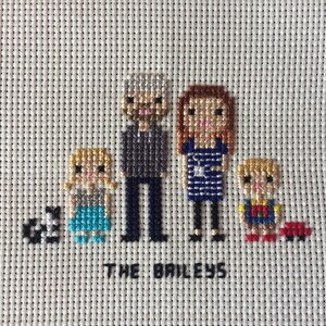 Custom Cross Stitch Family Portrait in Pixel Art Style Framed image 6