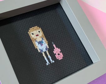 Mini retrato personalizado de Taylor Swift en punto de cruz en píxeles (enmarcado)