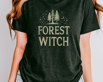 Forest Witch Shirt | Bella Canvas 3001 | Woodland Witch Aesthetic Tee | Nature Magic Top | Cottagecore Pagan Gift | Moon & Pines Graphic