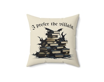 Villain Book Stack Throw Pillow: Dark Fantasy Reader Decor