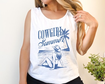 Coastal Cowgirl Tank Country Concert Outfit Nashville Western Tank Top Beach Vacation Summer Cowgirl Outfit Womens Tank Top