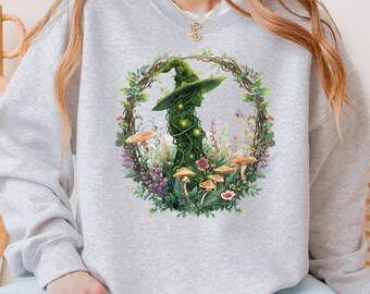 Green Witch's Garden Sweatshirt: Cottagecore Forest Crewneck